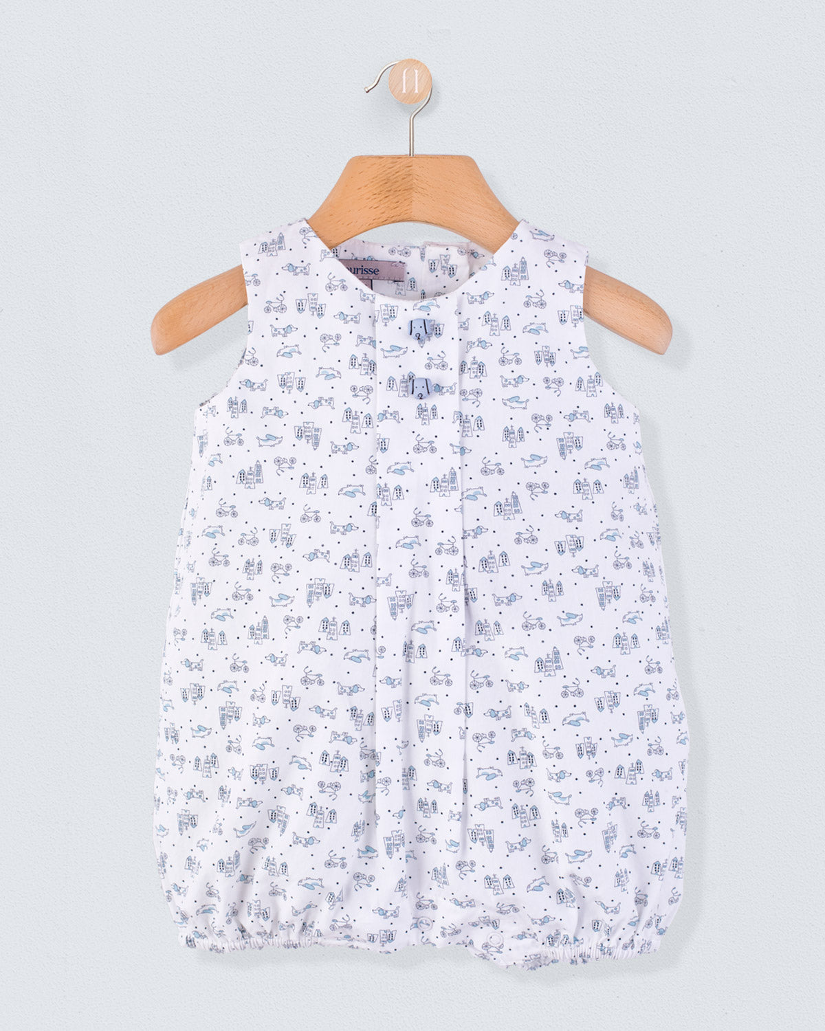 William Mini Blue Doggies Romper